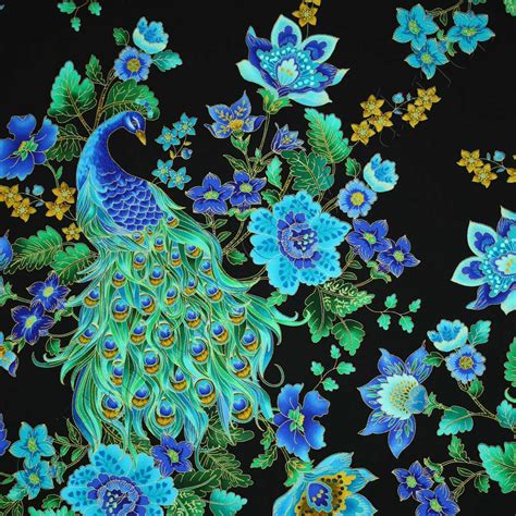 timeless treasures plume peacock multi black metallic fabric|Timeless Treasures Royal Plume .